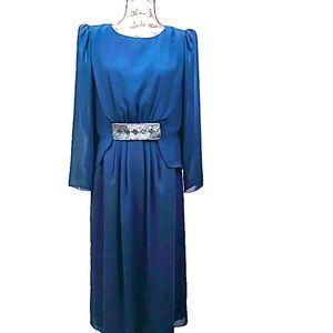 Vintage 1960s chiffon cape sleeve dress